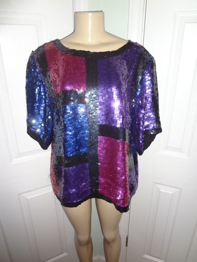 Vintage joseph le bon sequins blouse size 2x