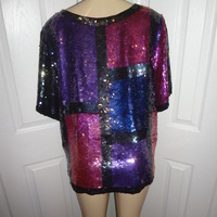 Vintage Joseph Le Bon Sequins Blouse Size 2x - Thumbnail 2
