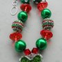 Green Heart Christmas Chunky Necklace/Red Green/Photo Props/Bubblegum Beads/Girls Jewelry/Hair Accessories-1