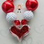 Red Heart Christmas Chunky Necklace/Red Green/Photo Props/Bubblegum Beads/Girls Jewelry/Head Band -1