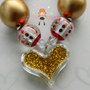 Gold Heart Christmas Chunky Necklace/Red Green/Photo Props/Bubblegum Beads/Girls Jewelry-1