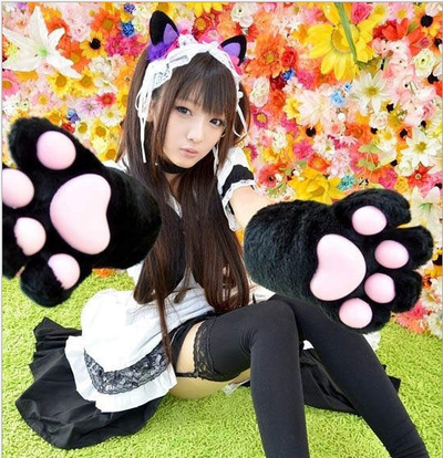 Adorable Cosplay Cat Paw Gloves For Maid Custom Props Tool Free Ship SP141193