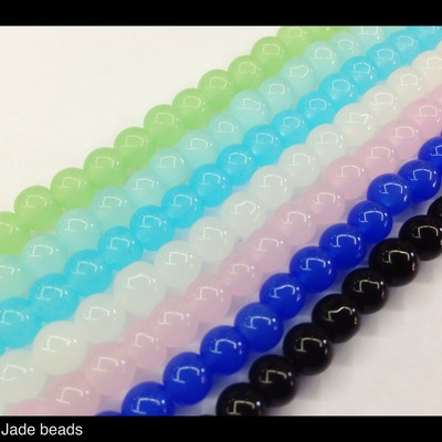 6mm jade beads 12" strand 55pcs