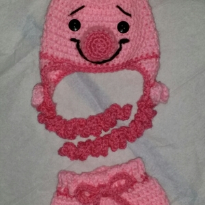 Pink Pig hat and diaper cover set