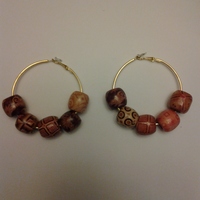 Gold Beaded Hoop Earrings - Thumbnail 2