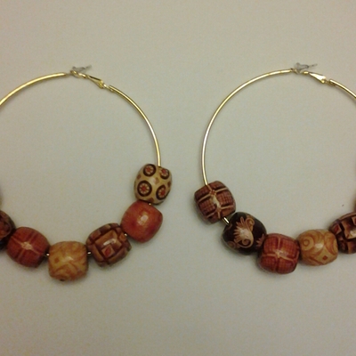  gold beaded hoop earrings - Thumbnail 4