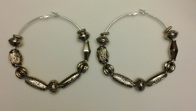 Sliver Beaded Hoop Earrings