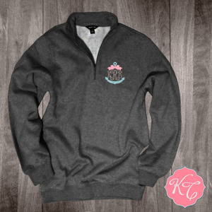 Embroidered: Bow Anchor 1/4 Zip Monogram