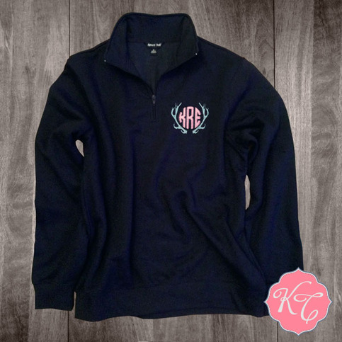 Embroidered: Antler 1/4 Zip Monogram