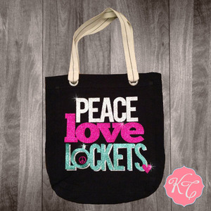 Peace Love Locket Black Tote