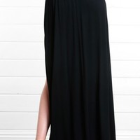 Miranda Double Slit Maxi Skirt - Black - Thumbnail 3