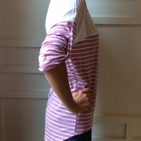 Lavender Chiffon Top Striped Tee - Thumbnail 1