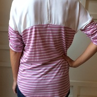 Lavender Chiffon Top Striped Tee - Thumbnail 2