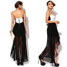 Asymmetric cocktail clubwear evening party strapless maxi dress 
