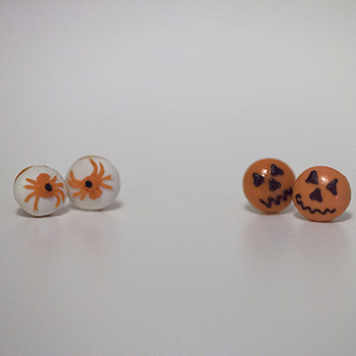 Kawaii cute miniature food earrings - halloween mini pumpkin donuts