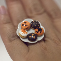 Kawaii Miniature Food Ring - Halloween Mini Donuts - Thumbnail 1