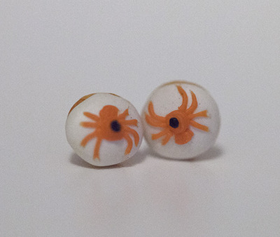 Kawaii Cute Miniature Food Earrings - Halloween Mini Spider Donuts