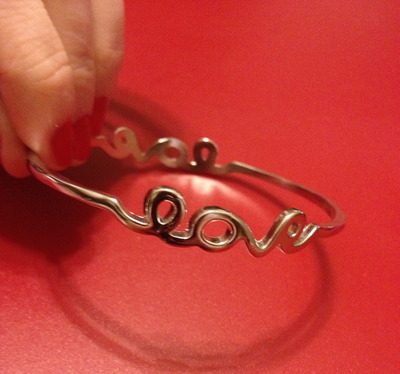 Silver love bangle