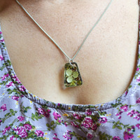 Bark Lichen Hydrangea Necklace, Flower Necklace, Nature Lover, Botanical Jewelry, Forest Jewelry Canadian Shop - Thumbnail 1