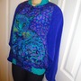 Vintage Diane Gilman Purple Turquoise Leopard Jacket Size 1x-2