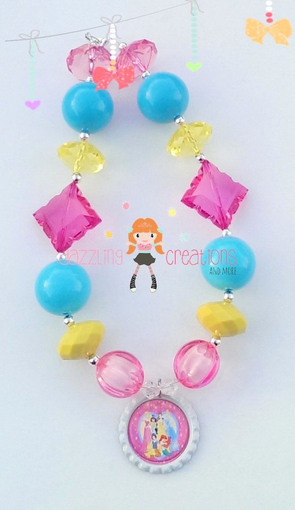 Princess Inspired Chunky Necklaces/Bubblegum Beads/Girls Jewelry/Birthday Parties/Photo Props