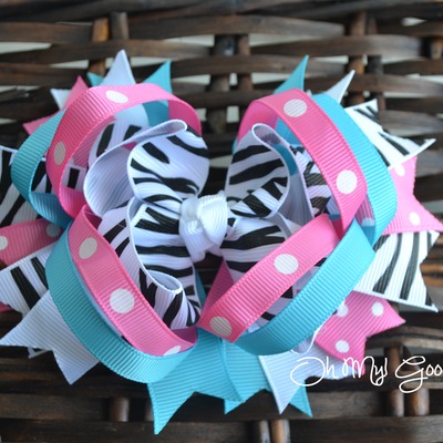Zebra print boutique bow