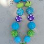 Mike and Sulley Inspired Chunky Necklaces/Bubblegum Beads/Girls Jewelry/Birthday Parties/Photo Props/Monsters Inc-1