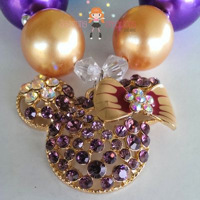 Peacock minnie inspired inspired chunky necklaces/bubblegum beads/girls jewelry/birthday parties/photo props/