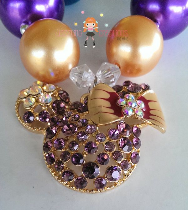 Peacock Minnie Inspired Inspired Chunky Necklaces/Bubblegum Beads/Girls Jewelry/Birthday Parties/Photo Props/