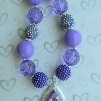 Princess Sofia Inspired Chunky Necklaces/Bubblegum Beads/Girls Jewelry/Birthday Parties/Photo Props - Thumbnail 2