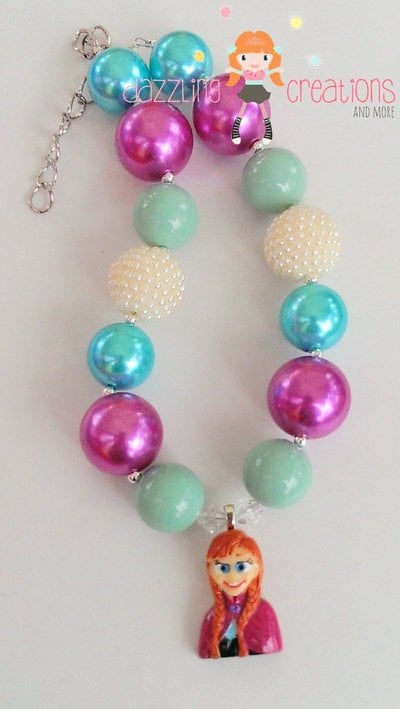Princess anna inspired chunky necklaces/bubblegum beads/girls jewelry/birthday parties/photo props
