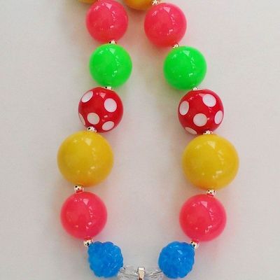 Bubblegum minnie inspired chunky necklaces/bubblegum beads/hair bow/girls jewelry/birthday parties/photo props