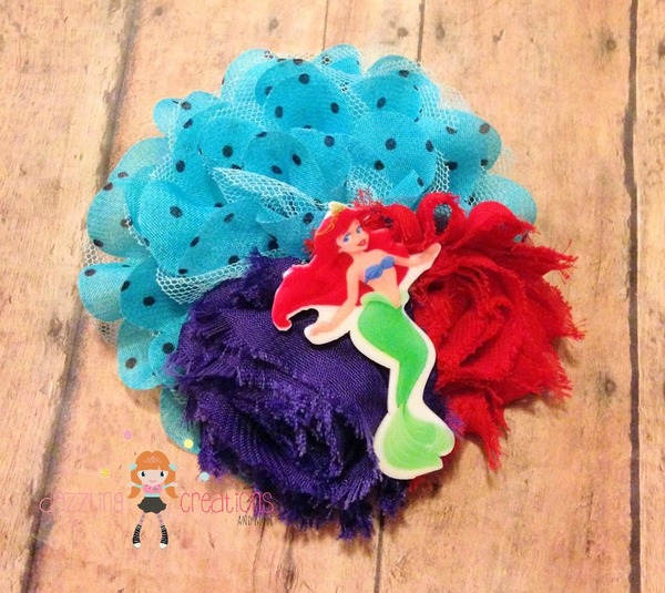 Little Mermaid Inspired Hair Clip/Boutique Hair Bow/Hair Clip/Girls Bows