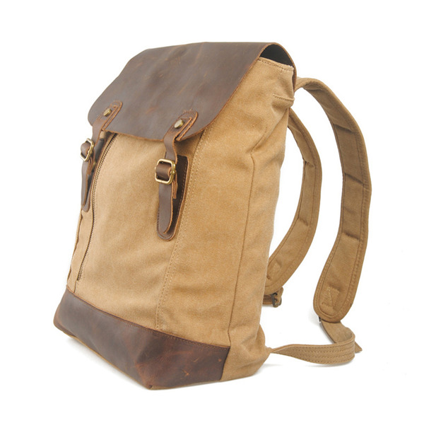 Karitco Leather Canvas Messenger Laptop Backpack Satchel Backpack School Rucksack Travel Backpack 5 Colors