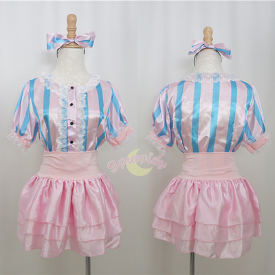 Cosplay super sonico blue stripes high waisted dress free ship sp141209 - Thumbnail 3