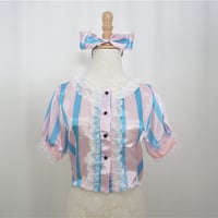 Cosplay Super Sonico Blue Stripes High Waisted Dress Free Ship SP141209 - Thumbnail 2
