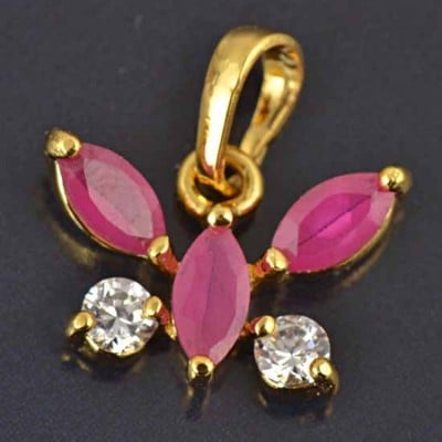 Ruby CZ Butterfly Pendant