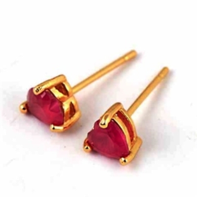 Ruby heart earrings - Thumbnail 1