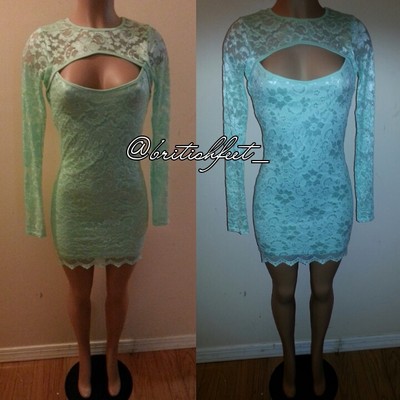 Lace bodycon dress_mint