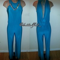 Bejeweled neckline jumpsuit - Thumbnail 1