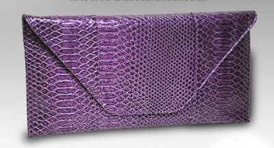 Large Snakeskin Clutch-Purple