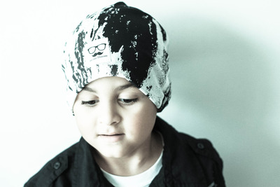 Monochrome Beanie Hat New Black & White