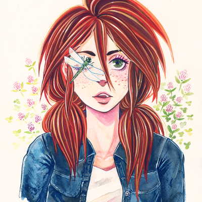 Dragonfly clover print