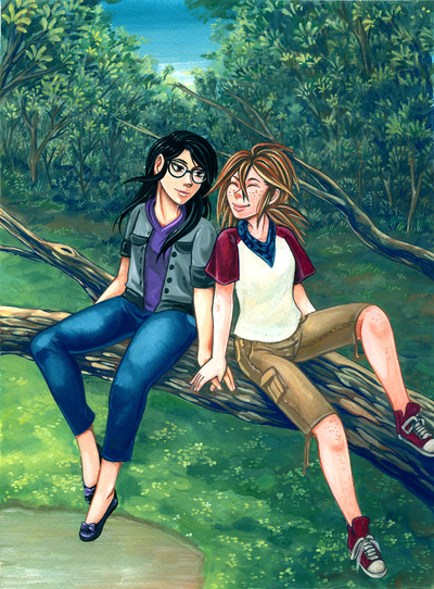 Girls in a Tree print