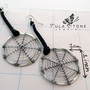 Sterling and Leather Steampunk Spider Web Earrings-3
