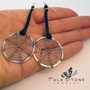 Sterling and Leather Steampunk Spider Web Earrings-4