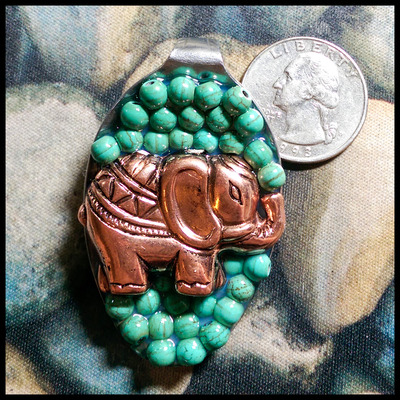 Turquoise and Copper Elephant