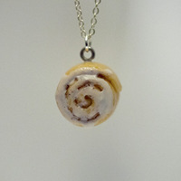 Kawaii Cute Miniature Food Necklaces - Cinnamon Bun with Sterling Silver Chain - Thumbnail 2