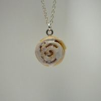 Kawaii Cute Miniature Food Necklaces - Cinnamon Bun with Sterling Silver Chain - Thumbnail 3