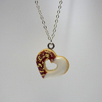 Kawaii Cute Miniature Food Necklaces - Chocolate Heart Donut with Sterling Silver Chain - Thumbnail 1